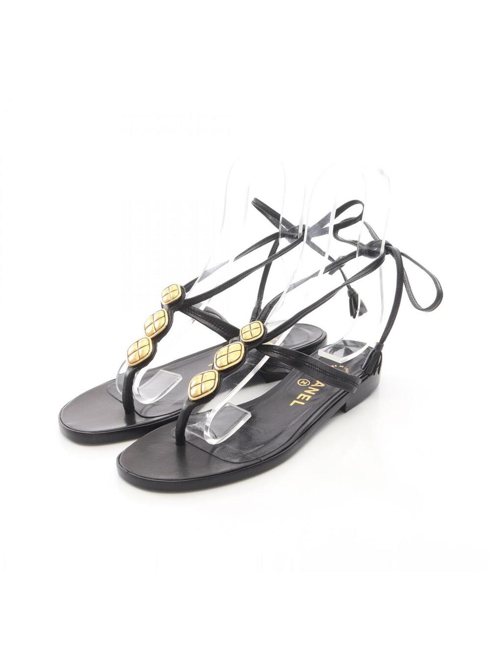 Chanel Lace Up Flat Sandals Shoes #36 #275370C76B